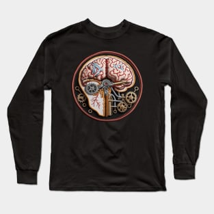 Clockwork Brain Embroidered Patch Long Sleeve T-Shirt